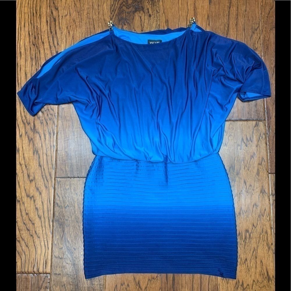 Xscape cold‎ shoulder ombré mini dress